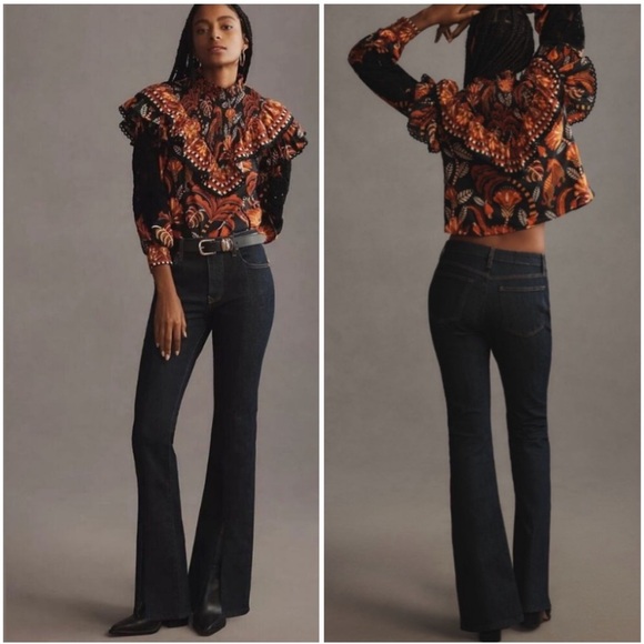 Pilcro Anthropologie Split Front Bootcut Jeans Dark Wash Size 26 - Picture 2 of 13